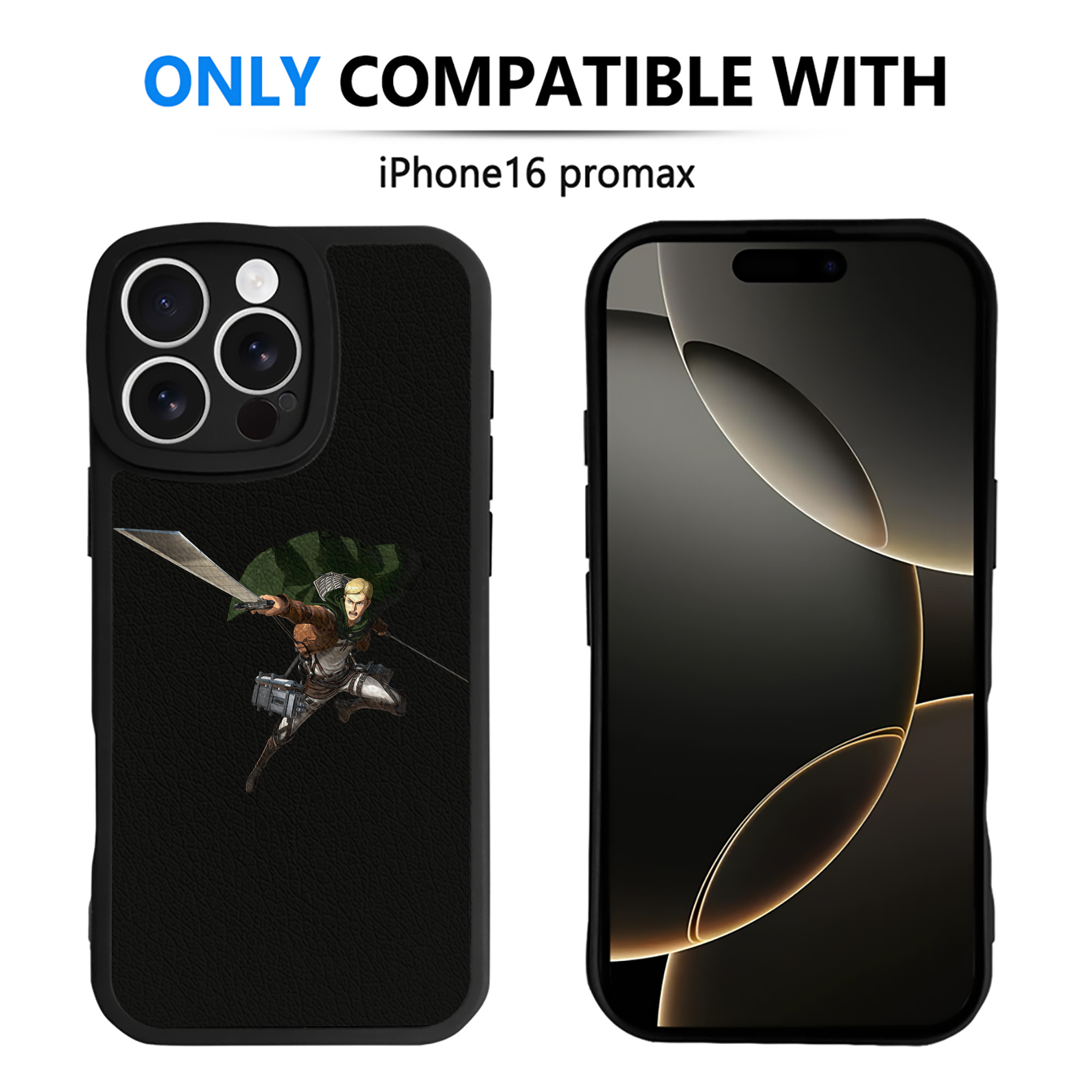 （画像用） 進撃の巨人 エルヴィン・スミス Attack on Titan Erwin Smith 【iPhone 16シリーズ対応】シリコンスマホケース（レザー調） 材質：シリコン